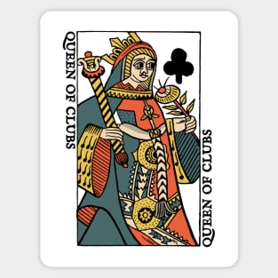 Antique Character of Playing Card Queen of Clubs Sticker